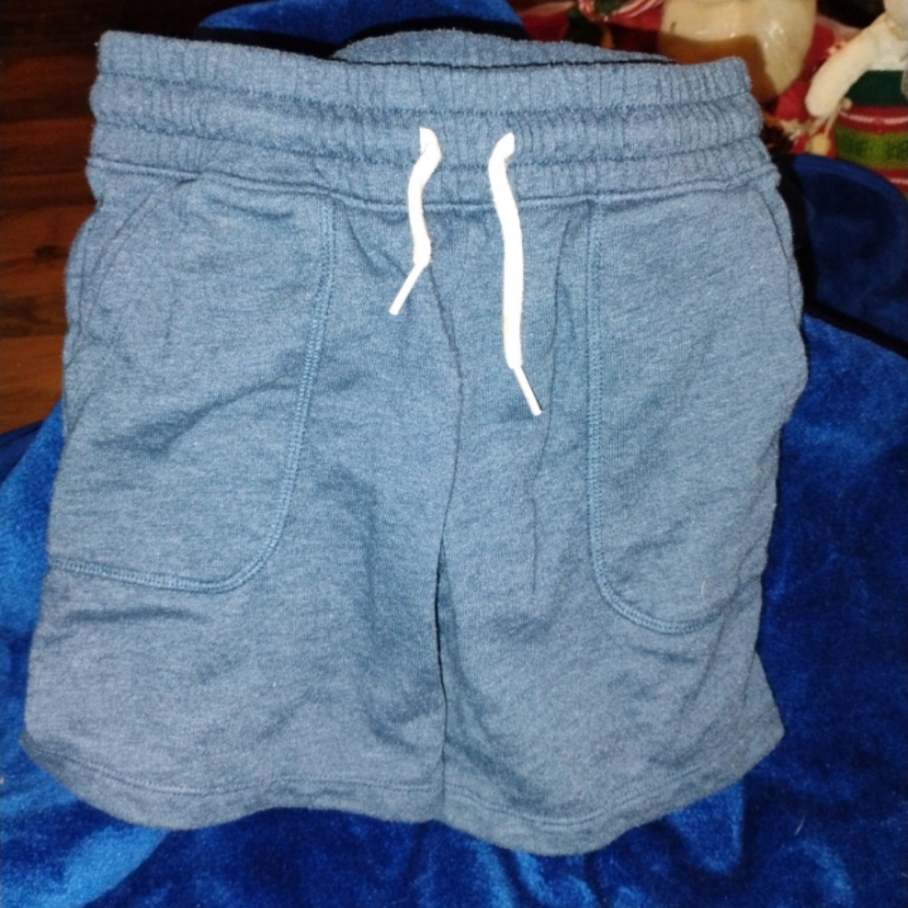 Blue Casual Shorts with Drawstring